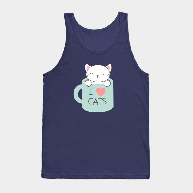 Cute and kawaii l love cats Tank Top by happinessinatee